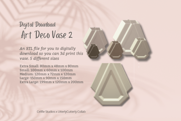 Art Deco 2 Vase STL File - Digital Download: Elevate Your 3D Printing Projects with Timeless Design