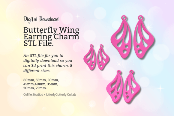 Butterfly Wing 1 Earring Charm STL File