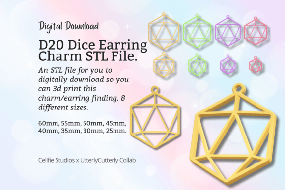 D20 Dice Earring Charm STL File