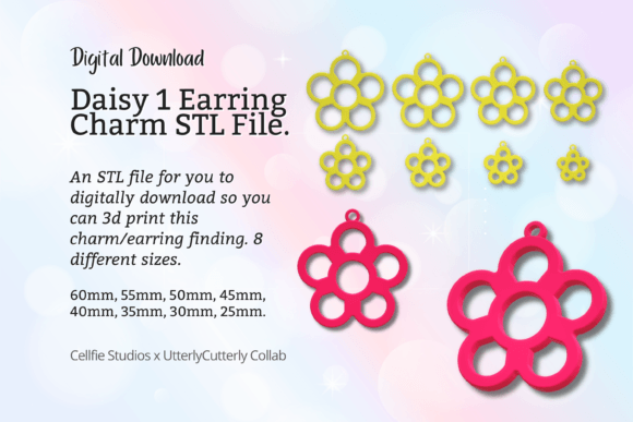 Daisy Earring Charm STL File - Flower