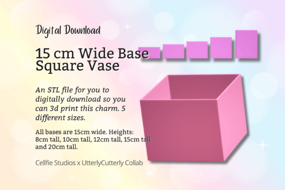 Designing with Precision: A Comprehensive Guide to the 15cm Wide Base, Square Vase STL File - D