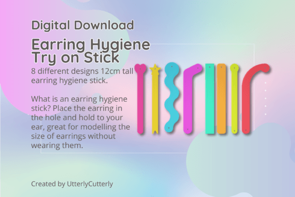 Earring Hygiene Try on Stick STL - 8 Dif