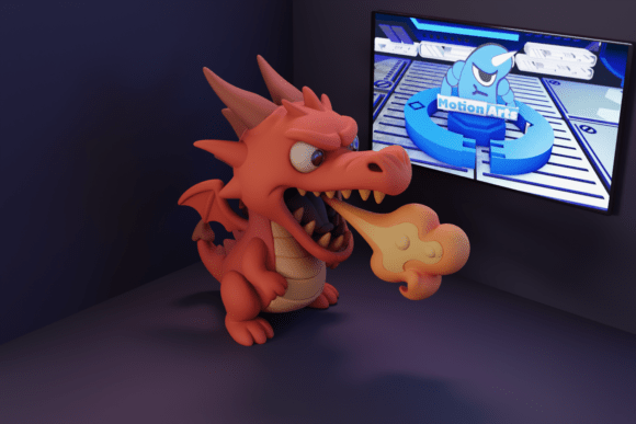 Fire-Breathing Cartoon Dragon for 3D Printing