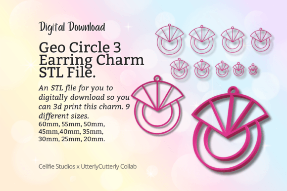 Geo Circle 3 Earring Charm STL File - Di