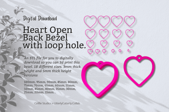 Heart 1 Open Back Bezel STL File with Lo