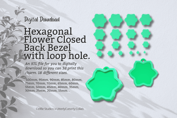 Hexagonal Flower 1 Closed Back Bezel Wit