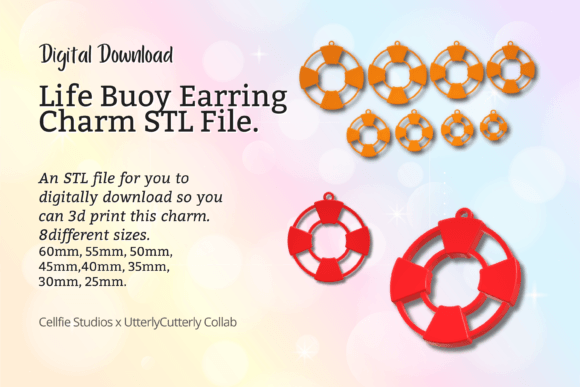 Lifebuoy Earring Charm STL File - Digital