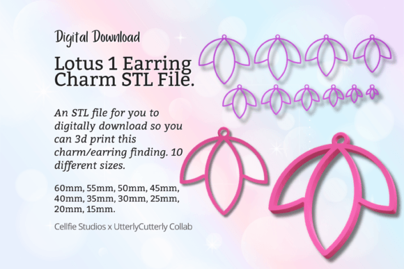 Lotus Earring Charm STL File - Flower