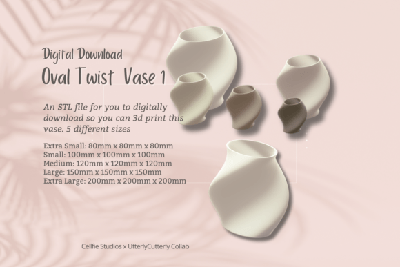 Oval Twist 1 Vase STL File - Digital Download
