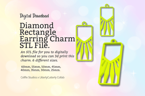 Rectangle Diamond Earring Charm STL File