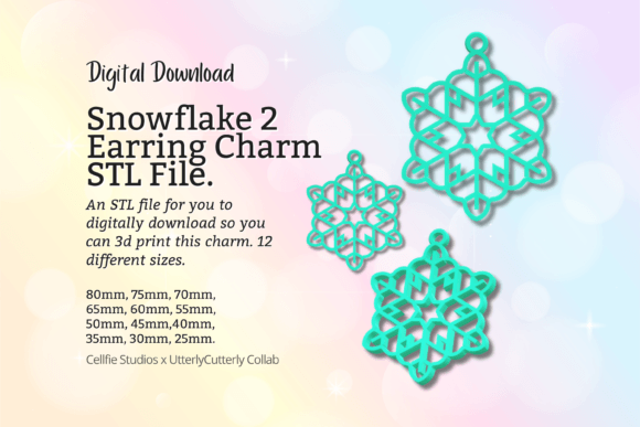 Snowflake 2 Earring Charm STL File