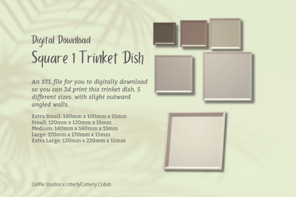 Square Trinket Dish STL File - Digital D