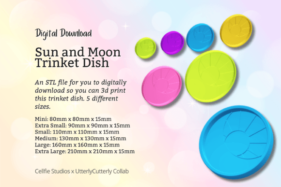 Sun Moon Trinket Dish STL File - Digital